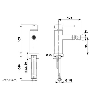 Bateria bidetowa KFA Armatura MOZA click clack, kolor chrom