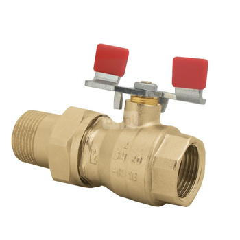 Zawór kulowy HERZ MODUL mosiądz DZR, PN25 DN 32 x DN 32 GW x GZ, uchwyt: pokrętło