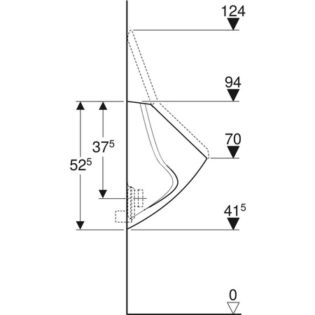 Pisuar z pokrywą Geberit Corso, dopływ z tyłu, odpływ do tyłu
