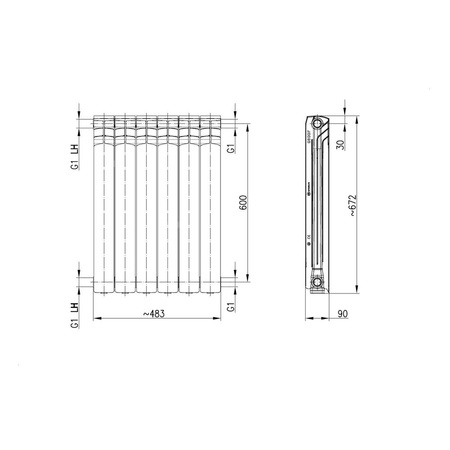 Grzejnik aluminiowy G600F/6