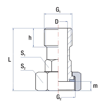 Przedłużka redukcja RUMET mosiądz 1 1/4'' x 1'' (GW x GZ), 68.5 mm