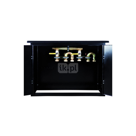 Punkt redukcyjno-pomiarowy na 2 gazomierze G4/G6, w poziomie, w skrzynce metalowej 1050x700x250 -popielaty