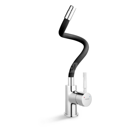 Bateria zlewozmywakowa FERRO ZUMBA, kolor chrom, czarna elastyczna wylewka