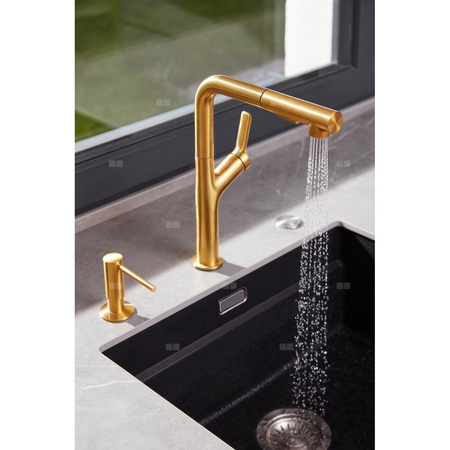 Bateria DUERO DESIGN kuchenna stojąca z wyciąganą i obrotową wylewką, gold