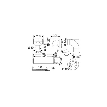 Zestaw przyłączeniowy do szachtu fi 80/125 z kolanem fi 80