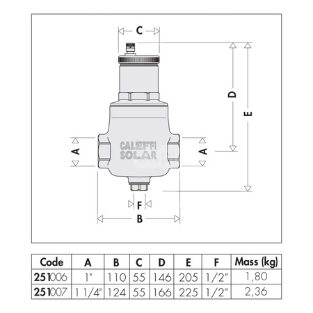DISCAL - Separator powietrza do instalacji solarnych - ze spustem 1" GW