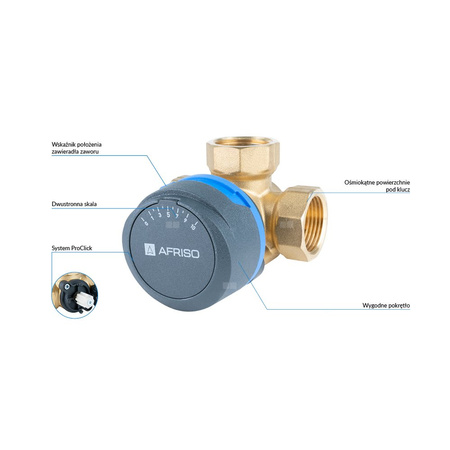 Zawór obrotowy trójdrogowy AFRISO ARV 388 ProClick, mieszający, DN 20