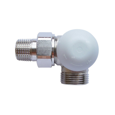 Zawór grzejnikowy termostatyczny HERZ TS-98-V kątowy cd z nastawą wstępną, połączenie 1/2'' (niklowanie)