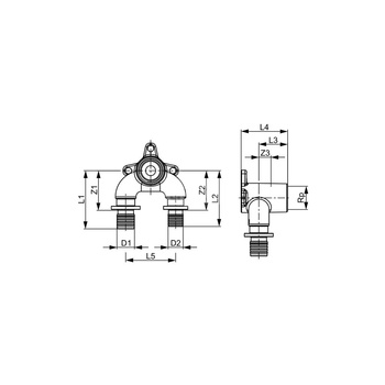 TECEflex kolano naścienne typu "U" 20 mm x 1/2"GW x 16 mm brąz