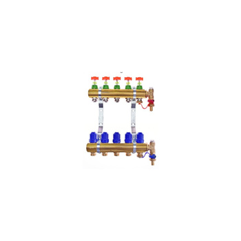 Rozdzielacz do ogrzewania podłogowego QIK Optimo BASIC III PC - RMSZT-2-50 2,5l 3-obieg. mosiądz gw 1'' x gz 3/4'' + przepływomierz