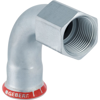 Kolano 90' GEBERIT Mapress C-Stahl przejściowe, stal (Ocynk galwaniczny/elektrolityczny) (ocynk), 3/8'' x 12 mm (GW x mufa zaprasowywana), (głębokość: 25 mm) z uszczelką