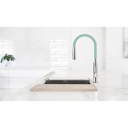 Bateria zlewozmywakowa FERRO ZUMBA SLIM 2F, kolor chrom, miętowa elastyczna wylewka 2f