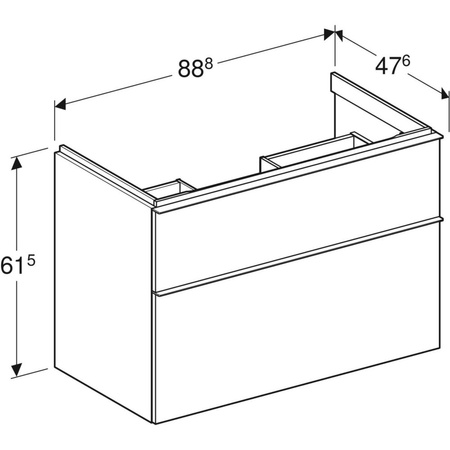 Szafka pod umywalkę GEBERIT iCon, 2 szuflady, kolor lava szer.88.8mm