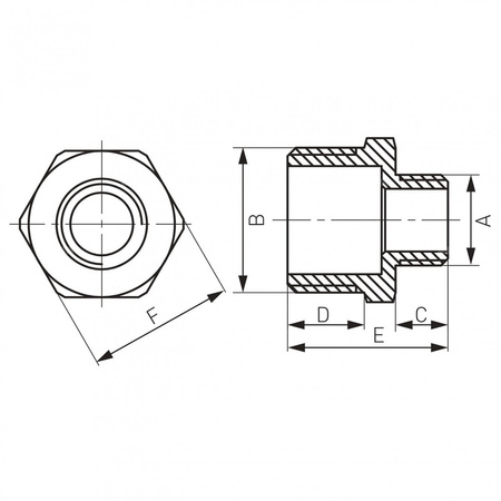 Nypel FERRO redukcja, mosiądz (chrom), 1/2'' x 1/4'' (GZ)