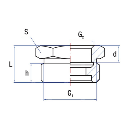 Przedłużka redukcja RUMET mosiądz 1'' x 3/4'' (GZ x GW), 21 mm