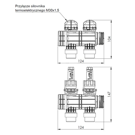 Rozszerzenie rozdzielacza ProCalida EF1 K o 2 obiegi, przepływomierz 0,2 - 1,6 l/min