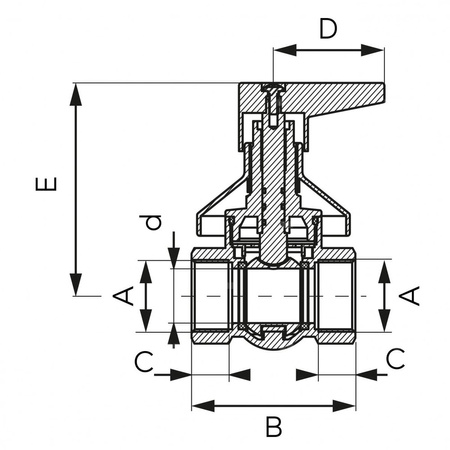 Zawór kulowy FERRO F-Power podtynkowy z rozetą 3/4'' GW, uchwyt: dźwignia