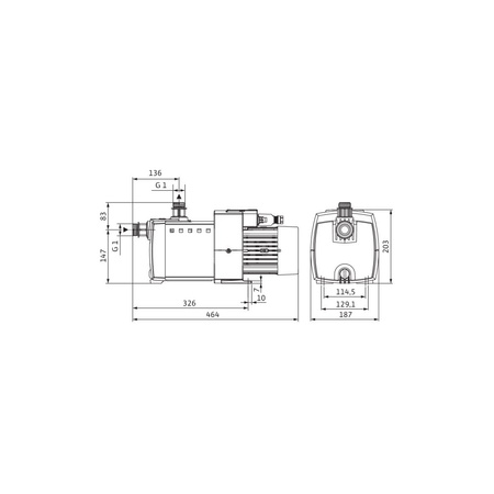 Pompa do zaopatrzenia w wodę Wilo-HiMulti 3-45 P/1/5/230, wielostopniowa pompa wirowa w wersji samozasysającej. Wysokosprawna hydraulika, niskie zużycie prądu i niezwykle zwarta konstrukcja dzięki optymalizacji silnika, cicha praca, 1~230V