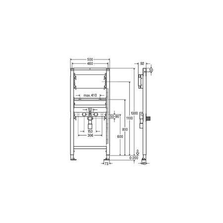 Stelaż podtynkowy do umywalki VIEGA 8540.31, 1300 x 500 x 87 mm, bateria: ścienna podtynkowa, regulacja wysokośći, regulacja szerokości