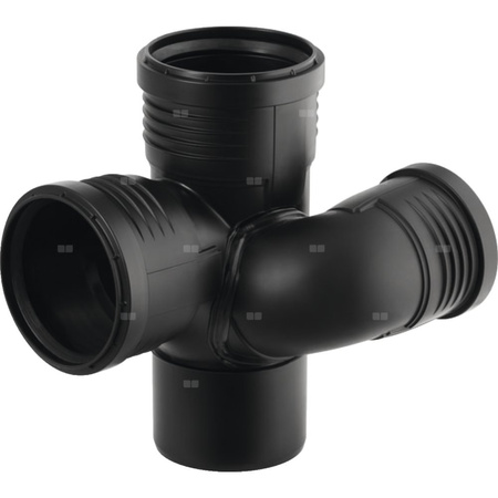 Czwórnik GEBERIT Silent-PP polipropylen, 90 mm x 75 mm x 90 mm x 90 mm DN 90 x DN 70 x DN 90 x DN 90, mw x mw x mw x mw