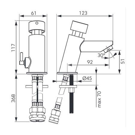 Bateria umywalkowa FERRO PRESTIGE PRO, chrom, czasowa, z regulacją temperatury