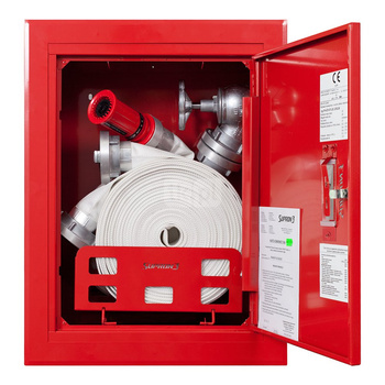 Hydrant DN52 wnękowy z kołyską, wąż 2x15m, gł. 240mm, zamek patent, RAL 3000