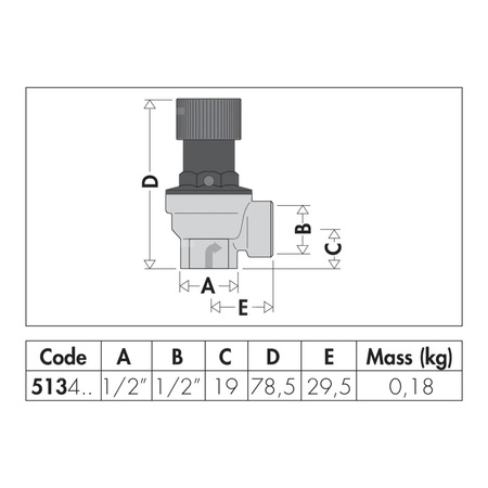 Zawór przelewowy CALEFFI 513 mosiądz 6 bar gw x gw 1/2''