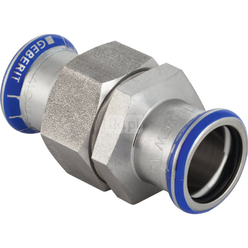 Śrubunek hydrauliczny GEBERIT Mapress Edelstahl z nakrętką ze stali CrNi stal nierdzewna mz 28 mm z pierścieniem zacinającym