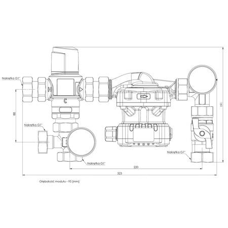 Moduł mieszający BTU 502 AP do ogrzewania podłogowego z zaworem ATM 761, pompa AFRISO APH 15-7/130