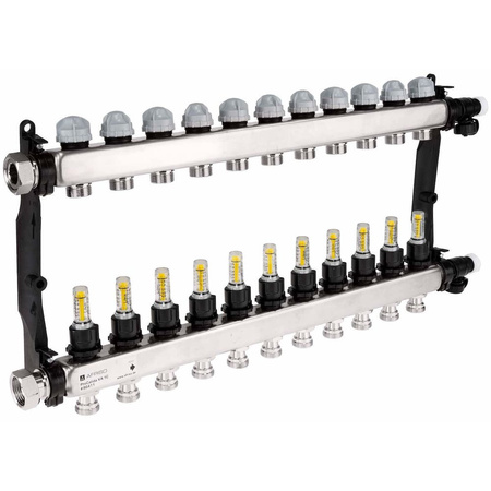 Rozdzielacz do ogrzewania podłogowego AFRISO ProCalida VA 1C 11-obieg. stal nierdzewna GZ 1'' x Euroconus 3/4''