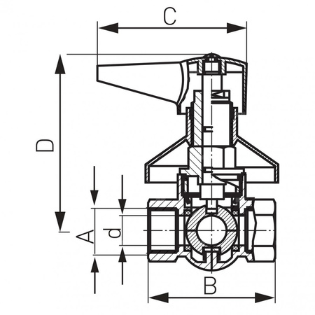 Zawór kulowy FERRO Podtynkowy z rozetą 3/4'' GW, uchwyt: dźwignia