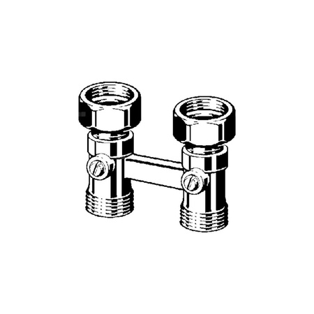 Moduł przyłączeniowy prosty VIEGA 1096.5 mosiądz (niklowanie) 3/4'' zewnętrzne x 3/4'' Eurokonus, rozstaw 50 mm do grzejników