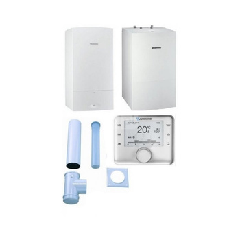 Pakiet - Kocioł gazowy jednofunkcyjny BOSCH TERMOTECHNIKA CERAPUR SMART ZSB24-5C kondensacyjny wiszący 25.1 kW + Czujnik temperatury zewnętrznej + Zestaw powietrzno-spalinowy 2581 (do szachtu) + Regulator CW400 + Zasobnik c.w.u WD160B