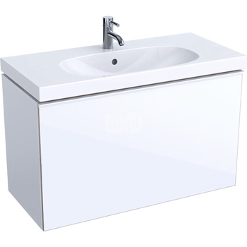 Dolna szafka pod umywalkę Acanto, B90, z 1 szufladą i 1 szufladą wewnętrzną, krótka, syfon oszczędzający przestrzeń, biała