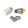 Zestaw do grzejników bocznozasilanych: głowica Thera-6 T3019W0 + Zawór termostatyczny, osiowy, wkładka SX, 1/2", V2030ASX15 (złączka do grzejnika uszcz. miękkie) + zawór powrotny, kątowy, 1/2", V2430E0015A