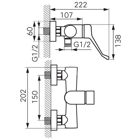 Bateria natryskowa ścienna FERRO ALGEO MEDICO, kolor chrom