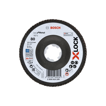 Tarcze listkowe z systemem X-LOCK, wersja kątowa, płyta z włókniny 115 mm, G 80, X571, Best for Metal, 1 szt. D= 115 mm, G= 80,