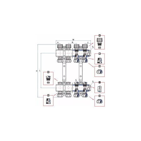 Rozdzielacz ogrzewania RUMET 70B 5 obwodowy