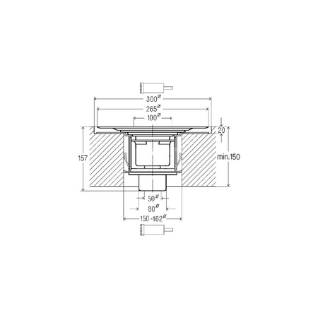 Advantix-odpływ łazienkowy ochrona przeciwpożarowa R120 korpus PP, nie występuje: nasadka, nr wzoru 4926.20 DN: 50 odpływ pionowy