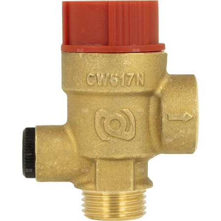 Zawór przelewowy AFRISO MS z wyjściem na manometr mosiądz 3 bar GZ x GW 1/2'' x 3/4''