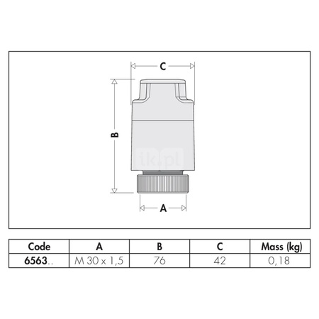 Siłownik termoelektryczny z mikroprzełącznikiem pomocniczym do zaworów serii 676, 677, 678 i do rozdzielaczy serii 662, 663 - 24