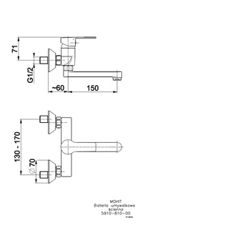 Bateria umywalkowa ścienna KFA Armatura MOHIT, chrom, montaż natynkowa