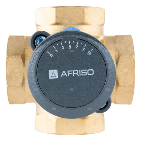 Zawór obrotowy czterodrogowy AFRISO ARV 485 ProClick, mieszający, Siłownik elektryczny ARM 343 ProClick, DN 32