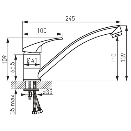Bateria zlewozmywakowa stojąca FERRO BASIC, kolor chrom