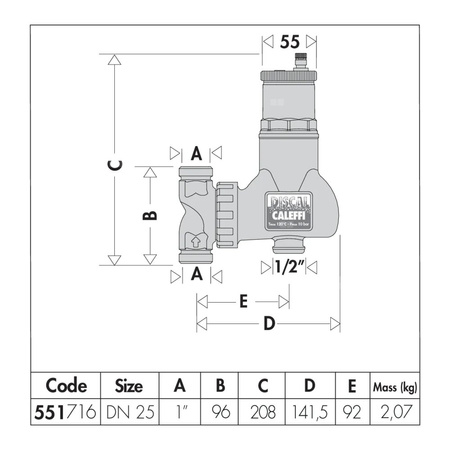 Separator CALEFFI DISCAL, 10 bar / 110'C, 1''