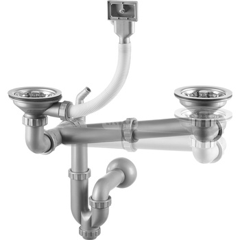 Deante  Syfon do zlewozmywaków stalowych 1,5 i 2-komorowych