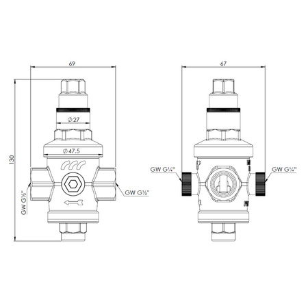 Regulator ciśnienia wody AFRISO BPR, GW 1/2''