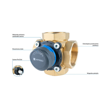 Zawór obrotowy czterodrogowy AFRISO ARV 487 ProClick, mieszający, DN 50