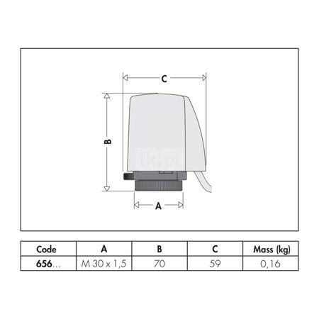 Siłownik termoelektryczny z montażem przy użyciu szybkozłącza, z przyłączem wciskowym i mikroprzełącznikiem pomocniczym 24 V