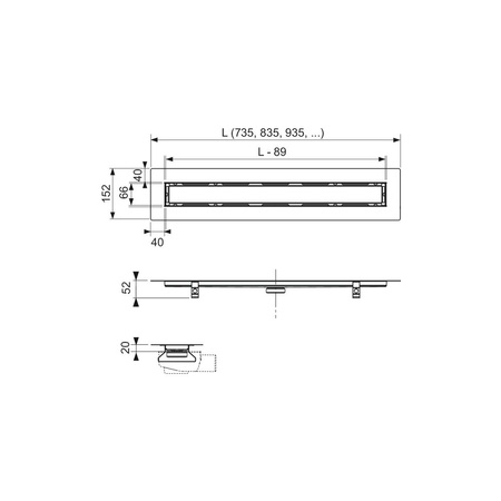 TECEdrainline - Rynna prosta do kamienia naturalnego 1500 mm